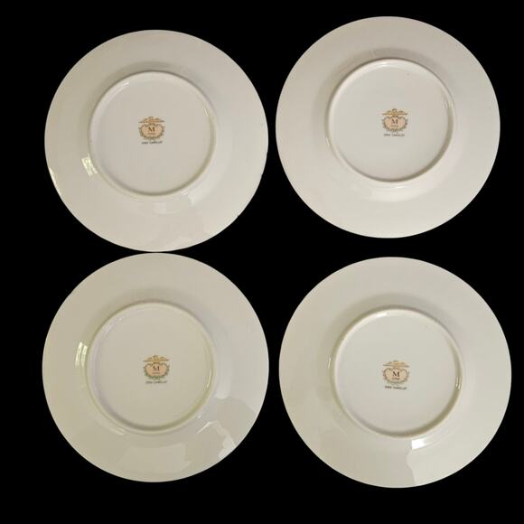 Camelot Blue Rose Floral Salad Plates 7.5" Set of 4 Silver Trim M Japan 3560 - Picture 5 of 6